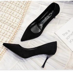 New Women's professional high heels stiletto suede pointed toe shoes Size 8